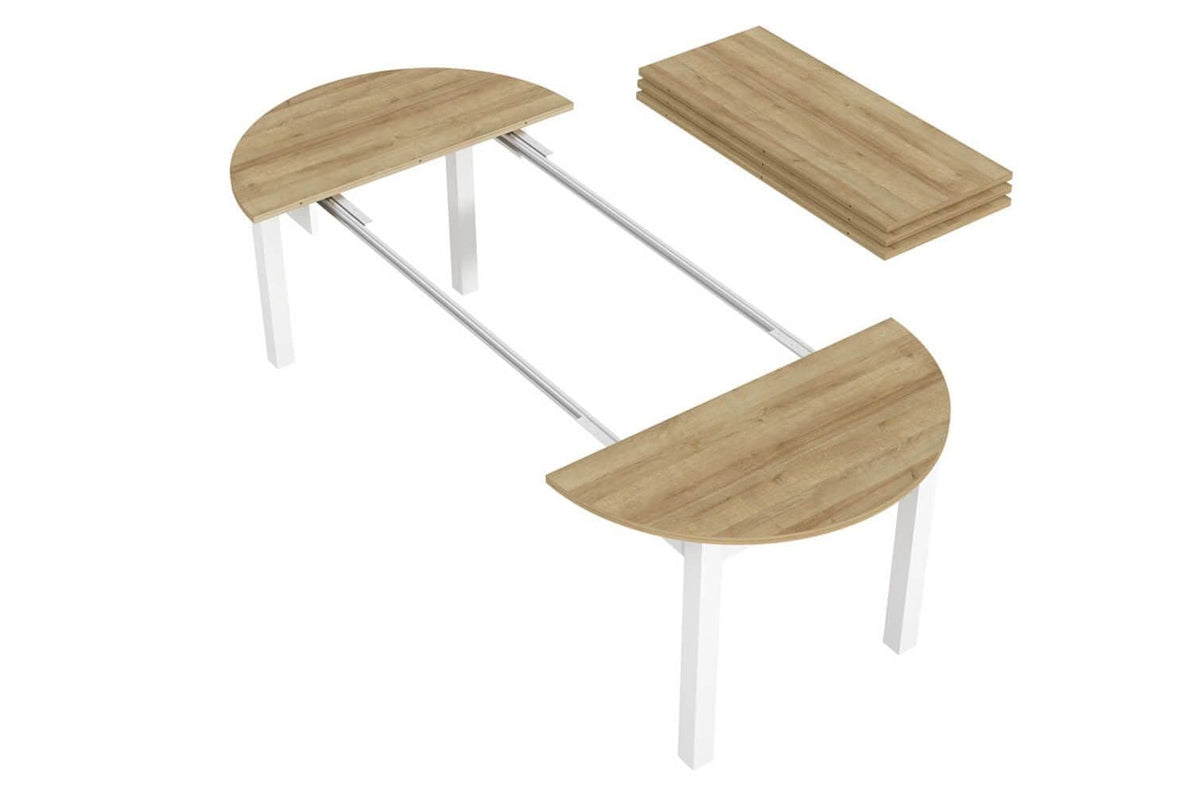 Wiktor White And Oak Effect Round Extending Dining Table — dining room view