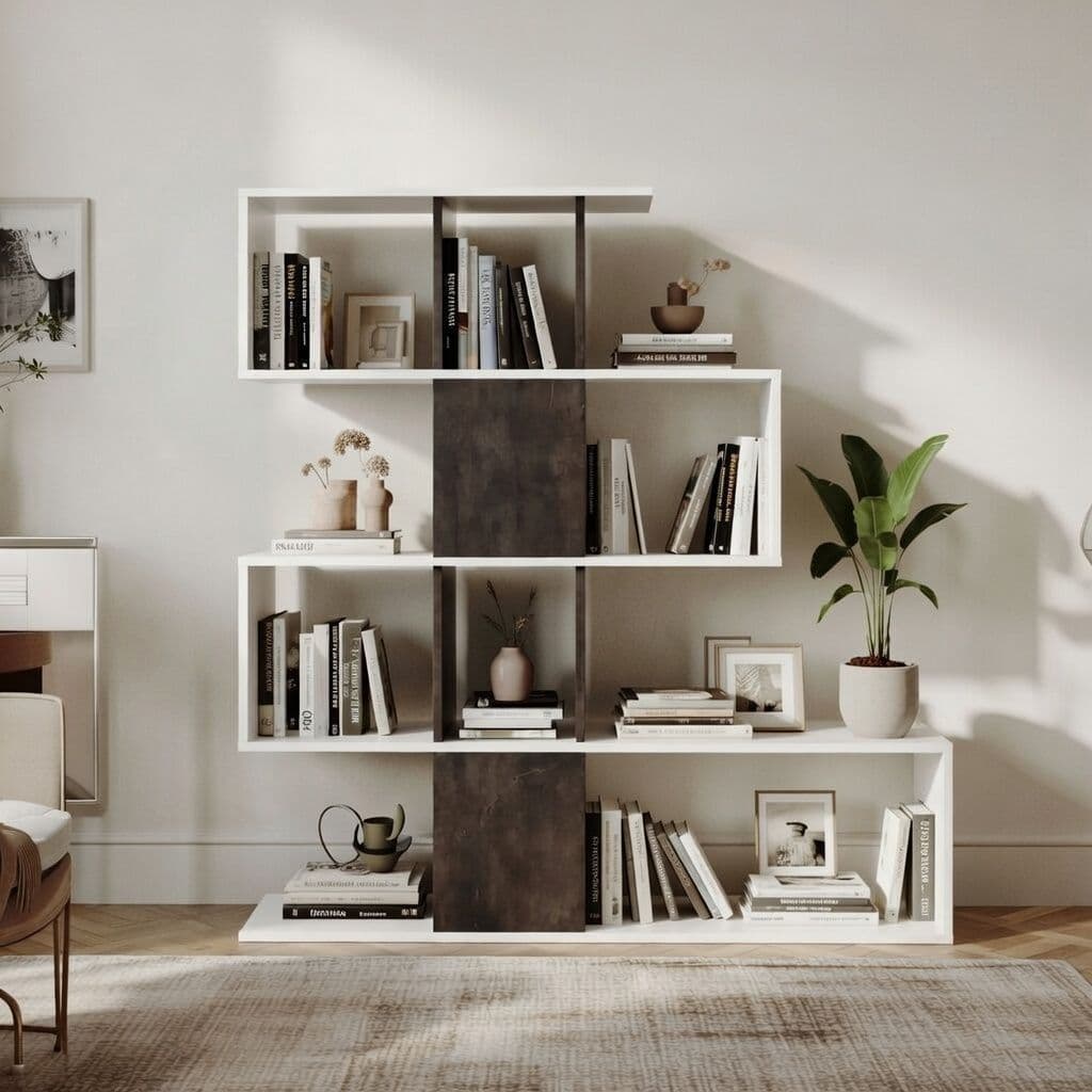Zaga Oxide Dark Brown and Arctic White Bookcase