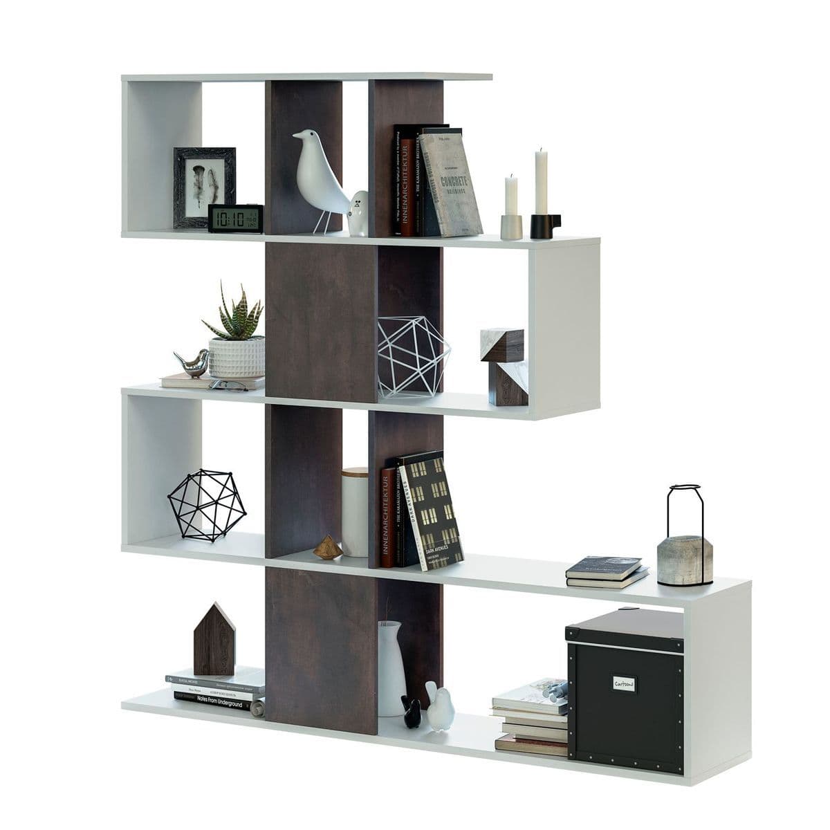 Zaga Oxide Dark Brown and Arctic White Bookcase