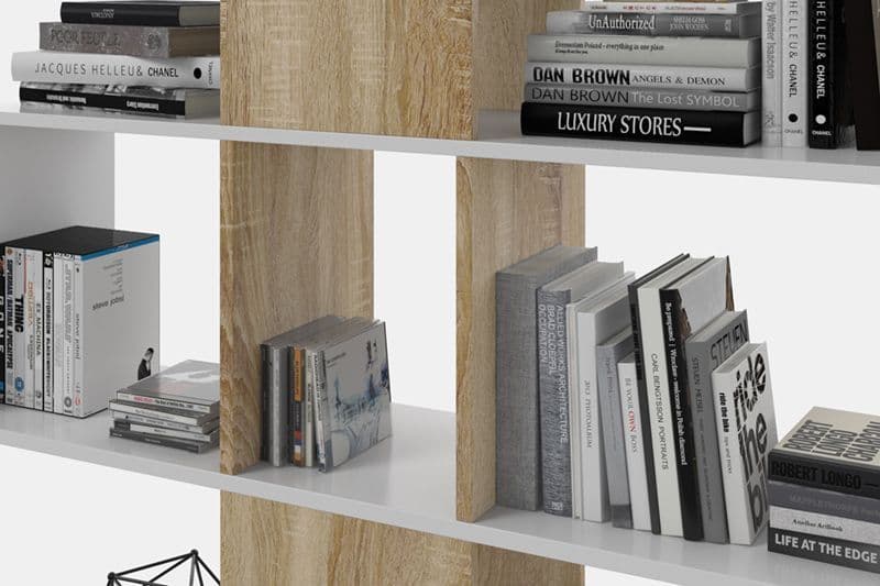Zaga White And Oak Effect Gloss Bookcase — alternate product view