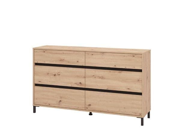 Zavaro Oak Effect Wide Chest Of Drawers — front product view