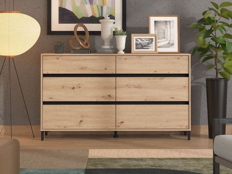 Zavaro Oak Effect Wide Chest Of Drawers