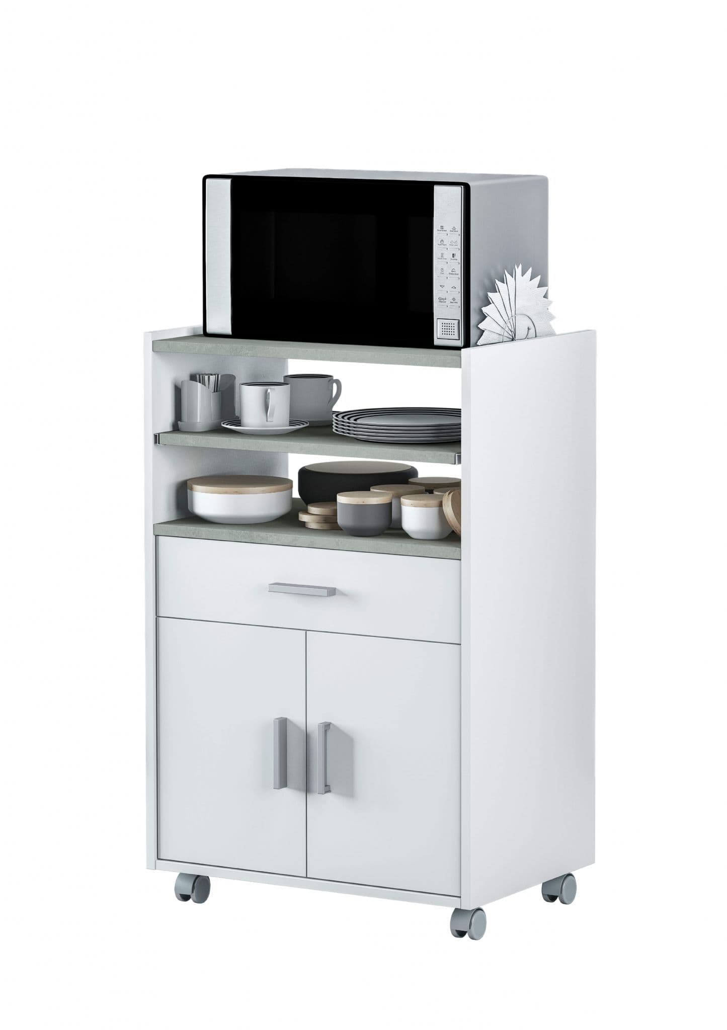 Zidan White and Grey Kitchen Trolley