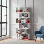 Zing White Gloss Bookcase — modern living room lifestyle view