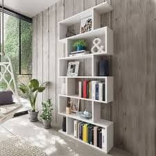 Zing White Gloss Bookcase — living room lifestyle view