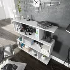 Zing Short White Gloss Bookcase — living room lifestyle view