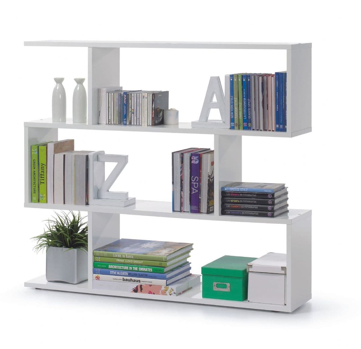 Zing Short White Gloss Bookcase — product view