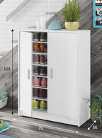 Zuldy Large 30 Pairs White Shoe Cupboard