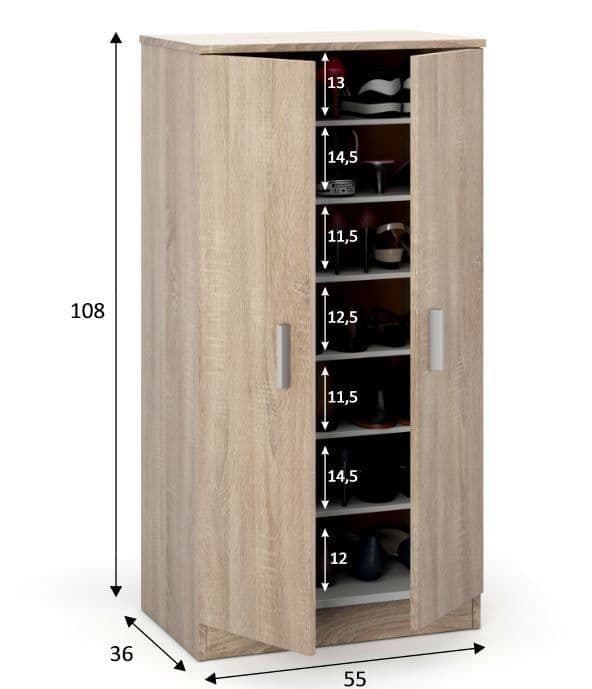 Zuldy Oak Effect Shoe Cabinet — angled product view